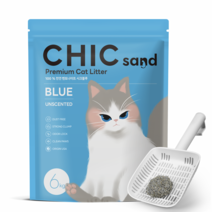 시크샌드 블루 프리미엄 벤토나이트 고양이 모래 6kg, 12팩