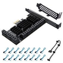 BEYIMEI PCIE 1X SATA 카드 16포트 6Gbits SATA 3.0 PCIe 카드 PCIe에서 SATA 컨트롤러 확장 카드 시스템 하드 드라이브로 부팅 모든 PCIE 슬롯에 적합(JMB575+ASM1064)