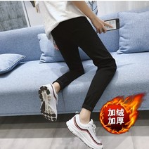 가을 검은 색 남성용 발 바지 슬림 한국 버전 소년 9 포인트 바지 보세보새저렴한청바지