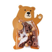 포토나라 귀요미포장 디자인봉투 어린이날 선물 봉투 캐릭터 캔디 종이 쿠키 포장 10P +축하 카드 증정, 브라운 곰돌이