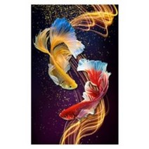 5D 다이아몬드 황금 물고기 대형 보석십사수 라운드 큐빅 DIY세트 집순이 집돌이 취미 태교십자수, 40x70 cm(캔버스사이즈 50x80)