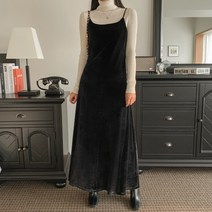 세미A라인벨벳뷔스티에롱원피스