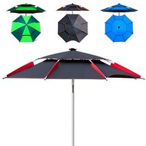 파라솔/낚시용품/캠핑용품/햇빛가리개/대형파라솔+받침대/휴게소파라 대형 파라솔/8각/이중파라솔2중 팔각, 블랙+레드포인트2m