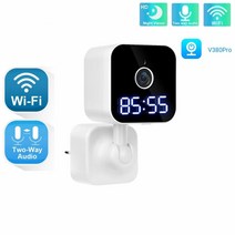 가정용 집안 가게 cctv 강아지 홈캠 v380 pro 3mp wifi 시계 카메라 스마트 홈 비디오 감시 보안 보호 실내 무선 카메라 미니 ip 카메라, 64g 카드로 3mp, 우리 플러그