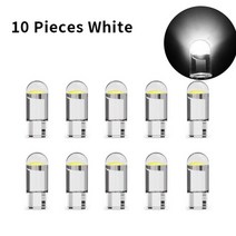 10pcs 최신 w5w t10 자동차 조명 신호 램프 cob 유리 6000k 화이트 자동 번호판 램프 전구 12v led 방향지시등 무빙 턴시그널 깜박이, 10pcs 화이트