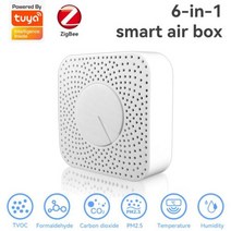 이산화탄소측정기 실내공기질관리법 Tuya WifiZigbee 스마트 에어 박스 CO2 공기 품질 모니터 온도 습도 측정기 센서 VOC 가스 감지기 APP 자동화 알람, 없음, 1pcs+1pcs