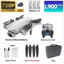 드론낚시 수중드론 농업용드론 프로페셔널 L900 프로 SE & 맥스 드론 2023 4K 5G GPS HD 카메라, 12 SE Gray 720P 3B