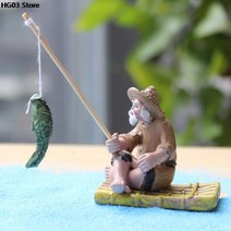 1PC 낚시 노인 수 지 그림 동상 앉아 정원 장식 야외 풀 마이크로 풍경 분재 공예, 단일옵션