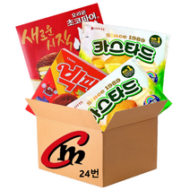cm전용 박스 24번 대용량 파이 3종 모음 (롯데카스타드 2개+오리온초코파이 1개+빅파이 1개) 합4개, 1세트