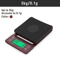 초정밀 고정밀 0.001g 실험실 전자 저울 타이머가있는 가정용 드립 커피 0.1g 디지털 주방 식품 LCD 무게 균형, 3KG 0.1g 레드