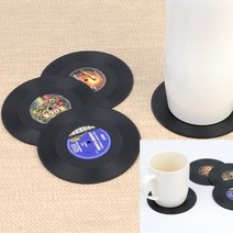 레코드판 모양 컵받침 4P 유리컵받침 커피잔받침대