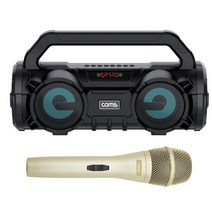 휴대용 블루투스 5.0 마이크 앰프 20W 노래방 FM 라디오 AUX USB MP3 재생 지원, YX098G 고급형 마이크세트