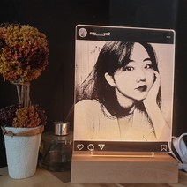 자체제작 20cm 사진각인 아크릴무드등 부모님 선물 센스있는 선물 각인조명 커플제작 포토, 문구추가 및 사진 각인