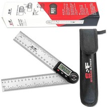 S&F STEAD & 패스트 디지털 각도기 눈금자 180mm / 7인치 스테인리스 스틸 파우치 포함 목공 측정을 각도 측정기 측정 도구 370471, 01 Digital Angle Ruler 7 Inch
