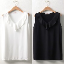 아이우먼 빅사이즈 훌 브이 나시 블라우스 BG5500 신축성 프릴