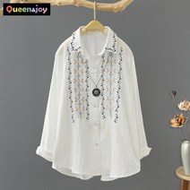 퀸앤조이 가을하늘 에스닉 자수 셔츠***판매자 SSK무역***