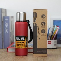 휴대용 캠핑용품 대용량 스테인레스 스틸 보온병 플라스크 절연 텀블러 로프 병 군사 스타일 진공, 750ml+Red