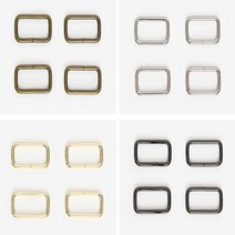 베이직 사각링 연결고리 가방 길이 끈 조절 부자재, 실버