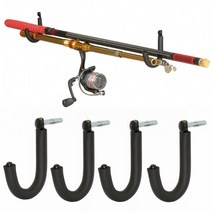 4 개/몫 낚싯대 벽 랙-하이킹 폴 스키 하키 스틱 및 공간 절약