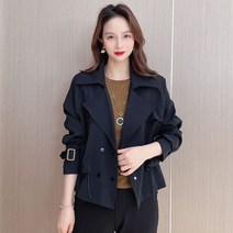 톰보이 벨티드 칼라 점퍼 케이프 크롭 클래식 리본 라인 기본 슬림 숏트렌치코트