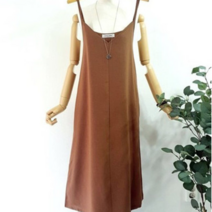 Firstmix 여성 린넨 뷔스티에 절개 A라인 여름 롱 원피스