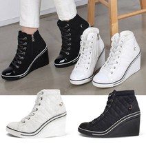 이피탑 9cm 여성 키높이 하이탑 하이힐 캔버스 웨지 스니커즈