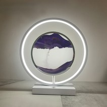 조명 무드등 오로라 집들이선물 수면등 감성 선물용 LED 무빙 샌드 아트 테이블 램프 3D 모래 시계 깊은 바, 05 Round Purple_02 10inch