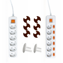 현대일렉트릭 멀티콘센트 6구(1.5m 3m 5m)+화재예방 붙이는 소화기 소화패치(6매입)+안전커버(2개), 개별스위치6구(소화패치6매), 3M(안전커버2개)