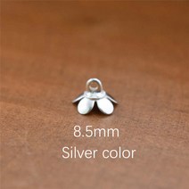 비즈공예 원석 50pieces 8.5mm 9mm 10mm 꽃 비즈 캡 펜던트 커넥터 쥬얼리 액세서리 DIY 재료 수제 보석 결, 19 8.5mm silver color