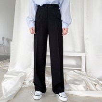 티데일리 스왈로 핀턱 롱 와이드 슬랙스 여성용 빅사이즈 일자 팬츠