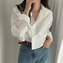 여성용 세미 쇼트 긴소매 셔츠