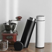 터치 온도계 온도조절 텀블러 보온병 460ml 특이한텀블러 심플한텀블러 행사기념품 개업답례품 고급스런텀, LED텀블러_화이트