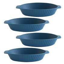 푸코 빗살 전자레인지용 그라탕기, 블루, 4개