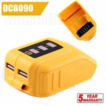 디월트충전기 호환 DEWALT-14.4V 18V 20V 리튬 이온 배터리 컨버터 DCB090 용 USB 충전기 장치 충전 어댑, 한개옵션0