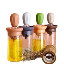 ANKRIC 글라스 실리콘 오일병 2 in 1 유리 오일 병 디스펜서 200ml, 카키-200ml, 1개