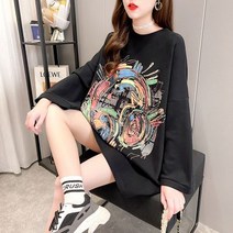 [이꾸띠] 비크 여성 봄 가을 노카라 스판 알록달록 헤드셋 백 레이스장식 캐주얼 티셔츠