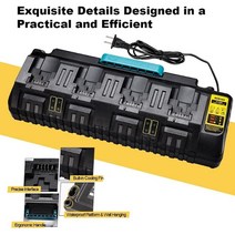디월트충전기 호환 DCB104 리튬 이온 배터리 충전기 4 포트 3A Dewalt XR 10.8V 12V 14.4V 20V FlexVolt 6, 01 US Plug