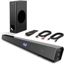 사운드 바 서브우퍼가 있는 TV 120W 2.1 사운드바 TV용 유선 및 무선 Bluetooth 5.0 스피커 34인치 HDMIOpticalAuxUSB 벽걸이형, 단일모델명/품번