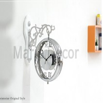 투명 크리스탈 무소음 벽걸이 양면시계 (실버)