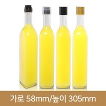 유리병 사각투명 500ml (A) (계량더블캡), 우드무늬, 1개