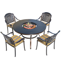 야외 바베큐 테이블 의자 세트 주물 철제 식탁 펜션, 보르도 의자 4개+1.0m 테이블 (방석)
