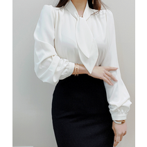 블랑시무드 숄카라 쁘띠 타이 블라우스 2col