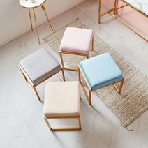 시그니처 골드 벨벳 화장대 스툴 의자, 베이지