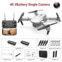 연습용 입문초보자드론ZHENDUO-E88 Pro RC 접이식 쿼드 콥터 헬리콥터 드론 와이파이 와이드 앵글 HD 4K 1, 11 WH 2B Single Camera
