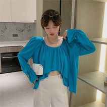 여자 방콕 휴양지 밴딩 오프숄더 가오리 티셔츠