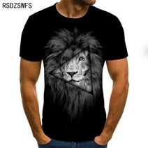 호랑이 티셔츠 반팔 3D printe 동물 호랑이 사자 얼굴 남자의 T Tshirt 느슨한 캐주얼 장엄한 여름 패션 셔츠 하라주쿠 특대 t