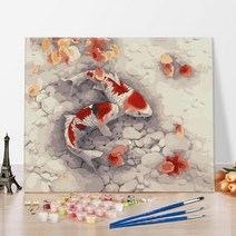 DIY 명화 그리기 유화 인물 고흐 동물 해바라기 그림그리기 세트, 05_동물-A048  연못의 잉어