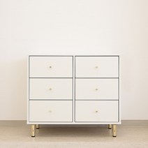 퍼피노 로랑 800 수납 서랍장 3단 6칸 pn156-1, 화이트