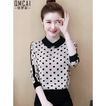 땡땡이 블라우스 데일리 여성 데이트룩 셔츠 오피스룩 패턴 쉬폰