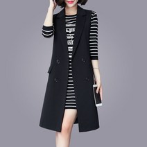 빅사이즈 여성 정장자켓 롱 조끼 베스트 루즈핏 민소매 트렌치 코트 오피스록 5xl